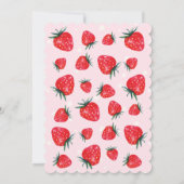 Waterverf aardbeien Baby shower Roze uitnodigen Kaart (Achterkant)