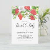 Waterverf aardbeien botanische Baby Brunch Kaart (Staand voorkant)