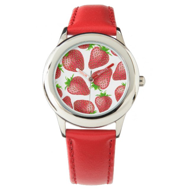 Waterverf aardbeien horloge (Voorkant)