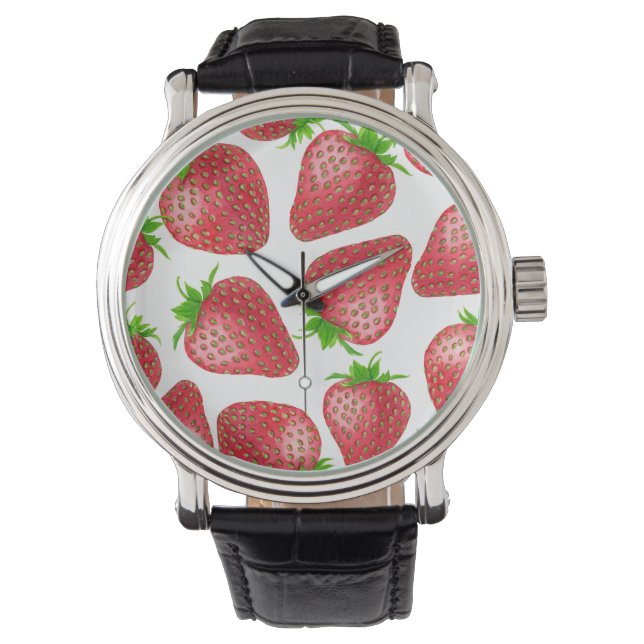 Waterverf aardbeien horloge (Voorkant)