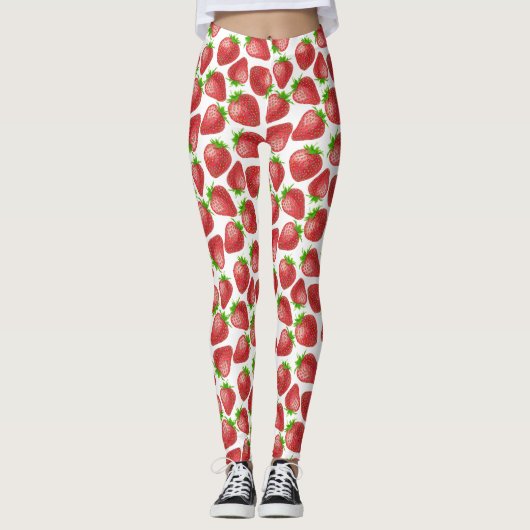 Waterverf aardbeien leggings (Voorkant)