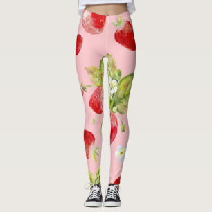 Waterverf aardbeien, naadloos, fruitig patroon. leggings