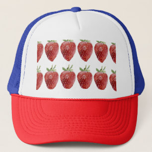 Waterverf aardbeien: naadloos patroon trucker pet