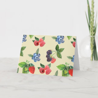 Waterverf Aardbeien Raspberry Currant Patroon Kaart