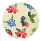 Waterverf Aardbeien Raspberry Currant Patroon Keramische Knop (Voorkant)