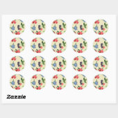 Waterverf Aardbeien Raspberry Currant Patroon Ronde Sticker (Vel)