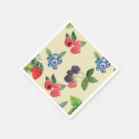 Waterverf Aardbeien Raspberry Currant Patroon Servet (Hoek)