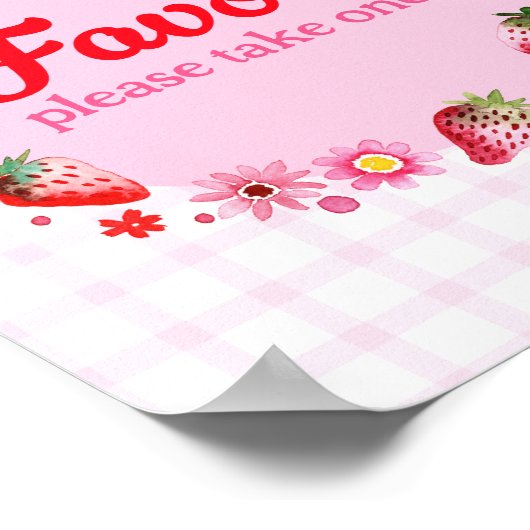 Waterverf aardbeien verjaardagsfeestje gunst poster (Hoek)