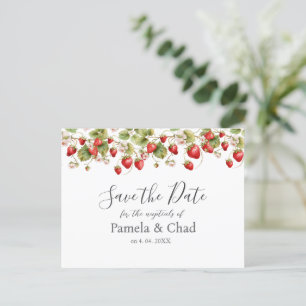 Waterverf Aardbeien Wedding Save the Date Briefkaart