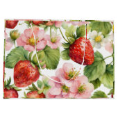 Waterverf Aardbeienfruit en roze bloemen Groot Cadeauzakje (Achterkant)