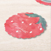 Waterverf aardbeienpapier Bord Kartonnen Onderzetters (Gekanteld)