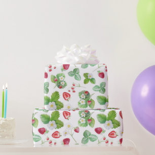 Waterverf aardbeienpatroon cadeaupapier