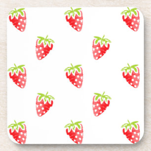 Waterverf aardbeienpatroon drankjes onderzetter