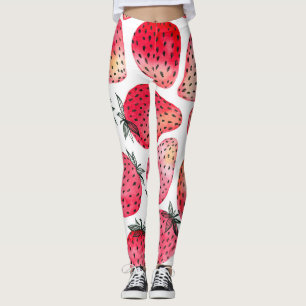 Waterverf aardbeienpatroon. leggings