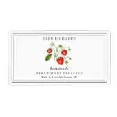 Waterverf aardbeienreservaat/jam etiket (Voorkant)