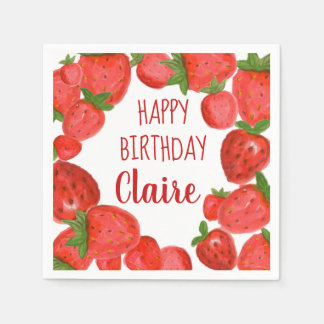 Waterverf aardbeienservetten servet