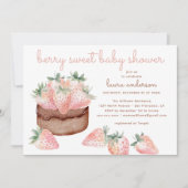 Waterverf aardbeientaart bessenzoet baby shower kaart (Voorkant)