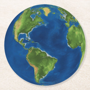Waterverf Aarde wereldbol geografie grappige 3D il Ronde Kartonnen Onderzetter