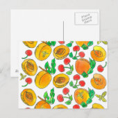 Waterverf Abrikozenfruitkersen Bijen Briefkaart (Voorkant / Achterkant)