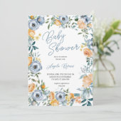 Waterverf Abrikozenpastel Blauw Wild Flowers Kaart (Staand voorkant)