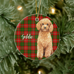 Waterverf Abrit Poodle Dog Aangepast Keramisch Ornament