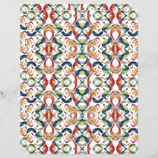 Waterverf Abstract 6 plakboek papier (Voorkant / Achterkant)