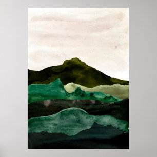 Waterverf abstract berglandschap. Moderne kunst Poster