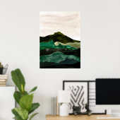 Waterverf abstract berglandschap. Moderne kunst Poster (Thuiskantoor)