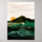 Waterverf abstract berglandschap. Sunset art Poster (Voorkant)