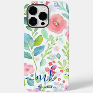 Waterverf Abstract Berries Ferns Flowers Monogram Case-Mate iPhone 14 Pro Max Hoesje