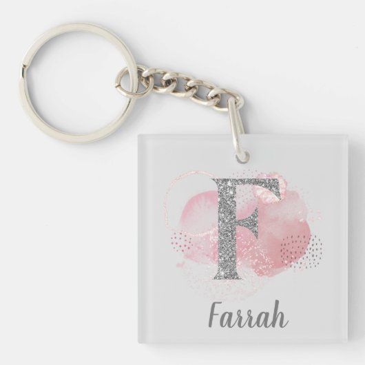 Waterverf Abstract en Glitter Letter F Sleutelhanger (Voorkant)