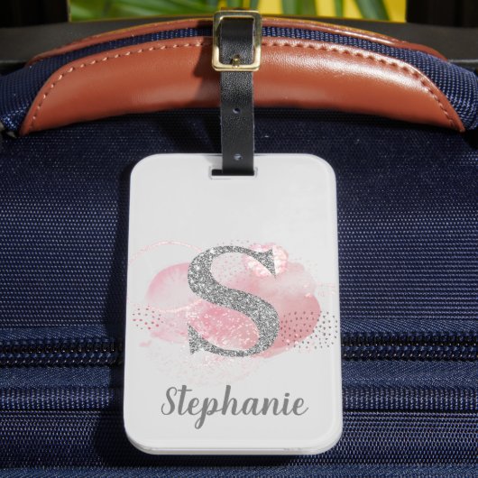 Waterverf Abstract en Glitter Letter S Bagagelabel (Voorkant Insitu 2)