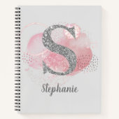 Waterverf Abstract en Glitter Letter S Bullet Notitieboek (Voorkant)