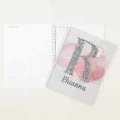 Waterverf Abstract en zilver Glitter Letter R Planner (Display)