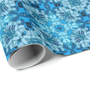 Waterverf Abstract Floral Denim Blue Cadeaupapier
