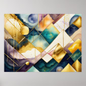 Waterverf Abstract Geometrisch Schilderen Goud 4:3 Poster (Voorkant)