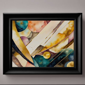 Waterverf Abstract Geometrisch Schilderen Goud 4:3 Poster