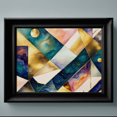 Waterverf Abstract Geometrisch Schilderen Goud 4:3 Poster