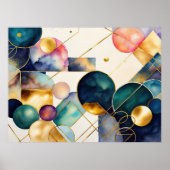 Waterverf Abstract Geometrisch Schilderen Goud 4:3 Poster (Voorkant)
