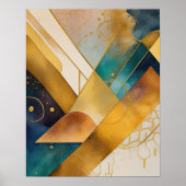 Waterverf Abstract Geometrisch Schilderen Goud 4:5 Poster (Voorkant)