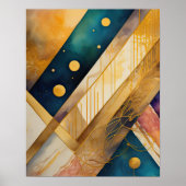 Waterverf Abstract Geometrisch Schilderen Goud 4:5 Poster (Voorkant)