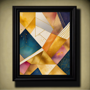 Waterverf Abstract Geometrisch Schilderen Goud 4:5 Poster