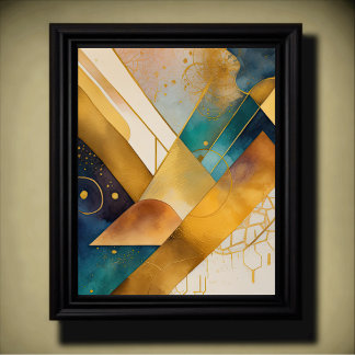 Waterverf Abstract Geometrisch Schilderen Goud 4:5 Poster