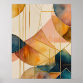 Waterverf Abstract Geometrisch Schilderen Goud 4:5 Poster (Voorkant)