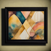 Waterverf Abstract Geometrisch Schilderen Goud 5:4 Poster
