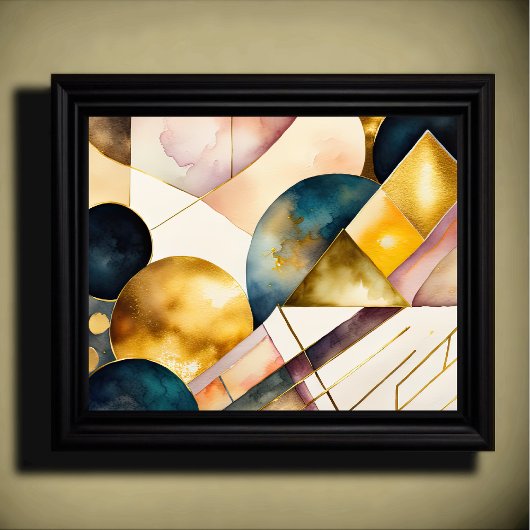 Waterverf Abstract Geometrisch Schilderen Goud 5:4 Poster
