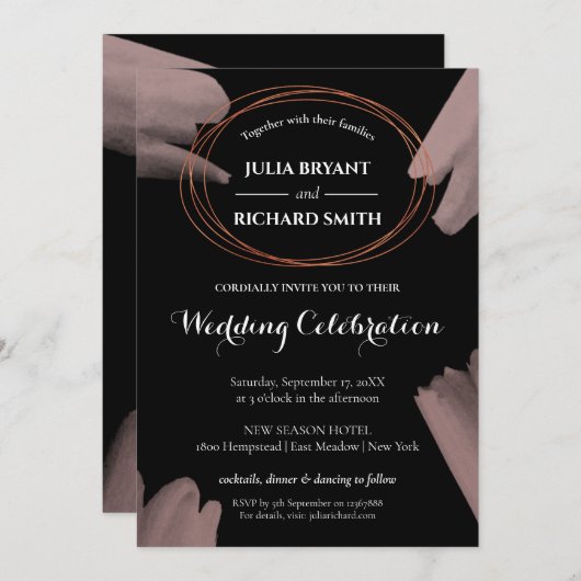 Waterverf Abstract | Geometrische cirkelbruiloft Kaart (Voorkant / Achterkant)