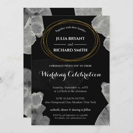 Waterverf Abstract | Geometrische cirkelbruiloft Kaart (Voorkant / Achterkant)