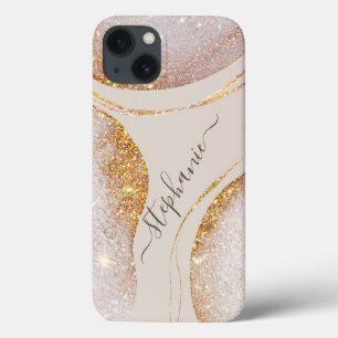 Waterverf Abstract Gold Glitter Moderne Luxe iPhone 13 Hoesje