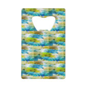 Waterverf abstract groen, blauw kredietkaart flessenopener (Voorkant)